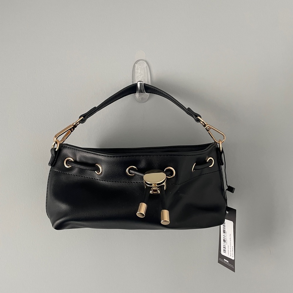 PrettyLittleThing Black Shoulder Bag with Gold Details